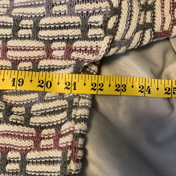 Vintage steeple chase womens 3D knit sweater white green mauve size medium ish - Picture 6 of 7